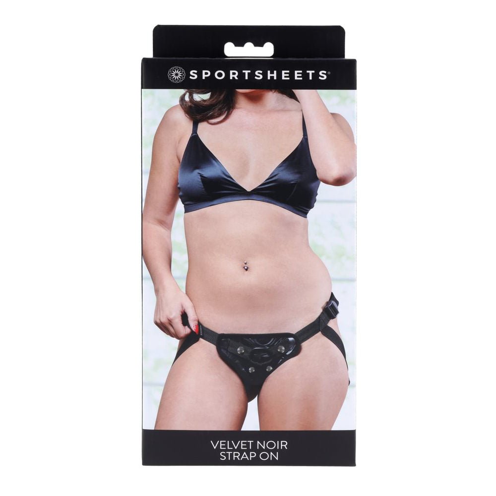 Buy SPORTSHEETS Velvet Noir Strap On - Black Adjustable Strap - On Harness (No Probe Included) – Naughtyhut NZ sex toys online. Discreet delivery & top brands.
