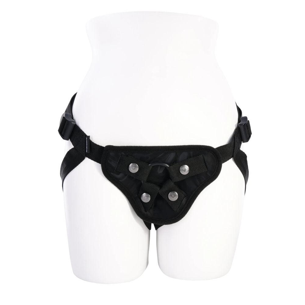 Buy SPORTSHEETS Velvet Noir Strap On - Black Adjustable Strap - On Harness (No Probe Included) – Naughtyhut NZ sex toys online. Discreet delivery & top brands.