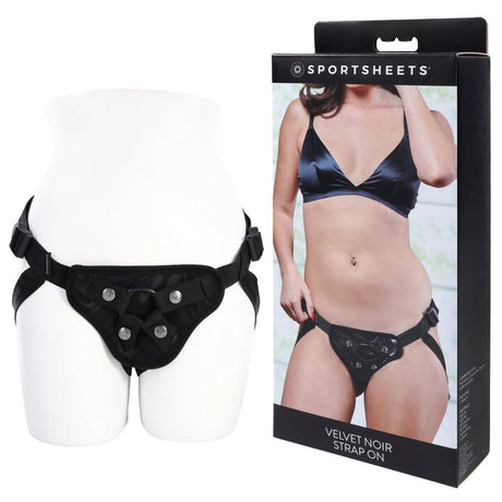 Buy SPORTSHEETS Velvet Noir Strap On - Black Adjustable Strap - On Harness (No Probe Included) – Naughtyhut NZ sex toys online. Discreet delivery & top brands.