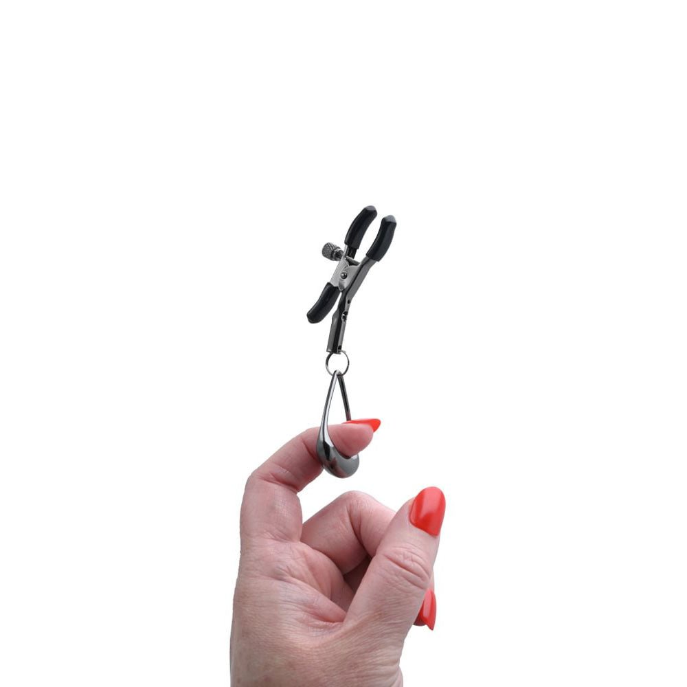 Buy SPORTSHEETS Velvet Noir Tuggable Nipple Clamps - Gunmetal Adjustable Nipple Restraints – Naughtyhut NZ sex toys online. Discreet delivery & top brands.