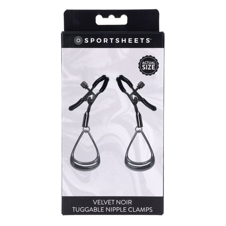 SPORTSHEETS Velvet Noir Tuggable Nipple Clamps - Gunmetal Adjustable Nipple Restraints – Sex toys NZ by Naughtyhut. Discreet delivery nationwide.