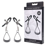 Buy SPORTSHEETS Velvet Noir Tuggable Nipple Clamps - Gunmetal Adjustable Nipple Restraints – Naughtyhut NZ sex toys online. Discreet delivery & top brands.