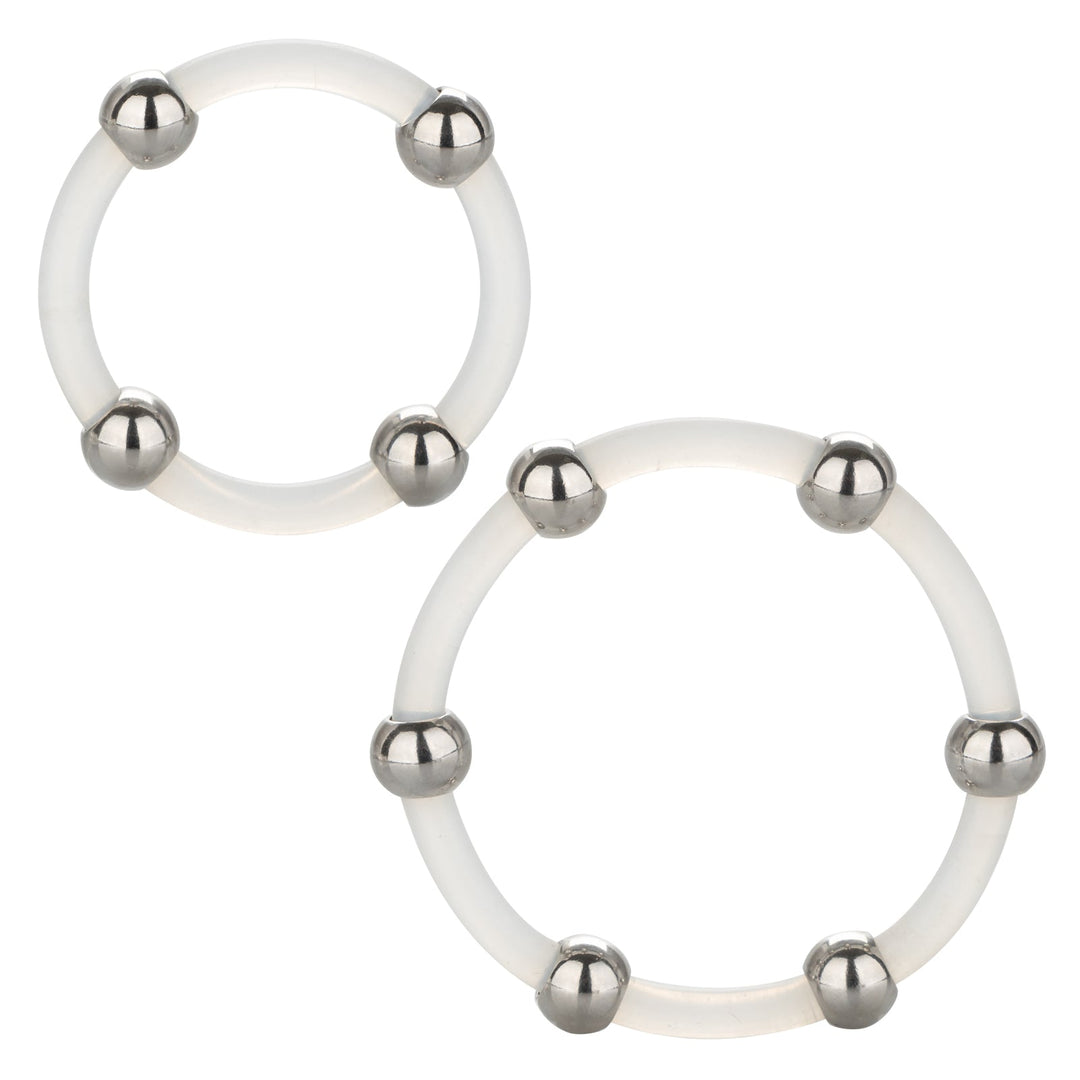 Steel Beaded Silicone Ring Set – Sex toys NZ by Naughtyhut. Discreet delivery nationwide.