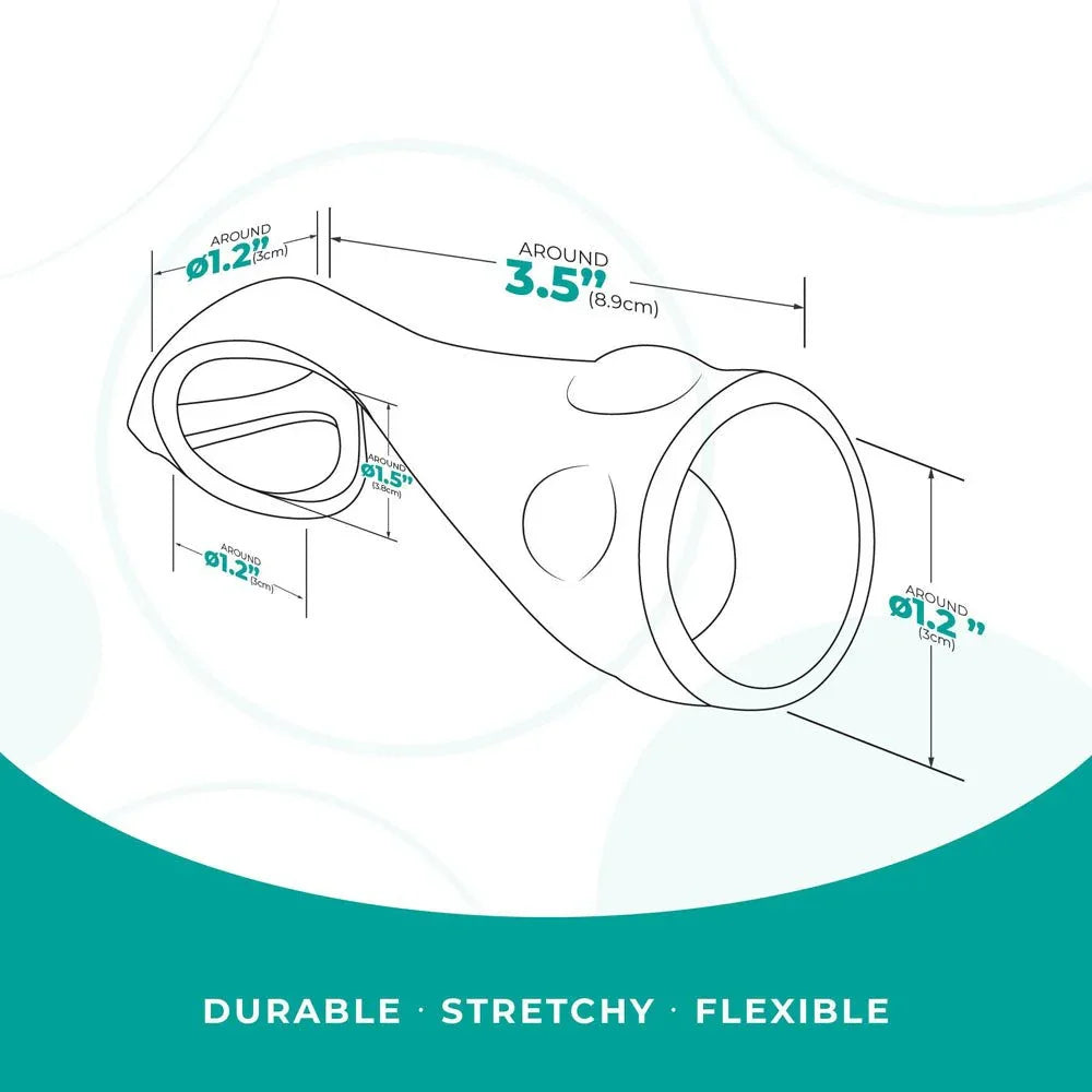 Strap The Balls line diagram, 3.5 inch strap with ring openings measured
