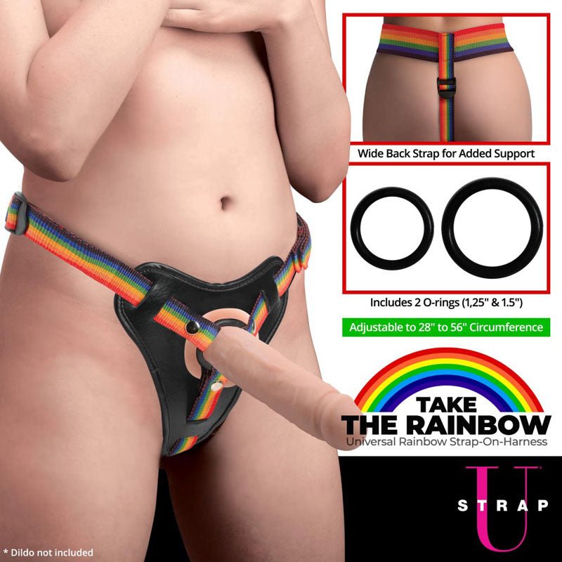 Buy Strap - U Take the Rainbow - Rainbow Universal Strap - On Harness (No Probe Included) – Naughtyhut NZ sex toys online. Discreet delivery & top brands.