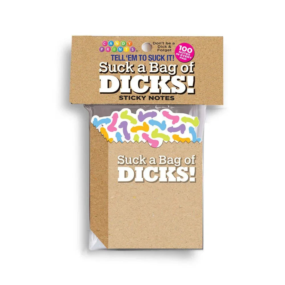 Suck A Bag Of Dicks sticky notes, kraft pad in its header pack, 100 sheets