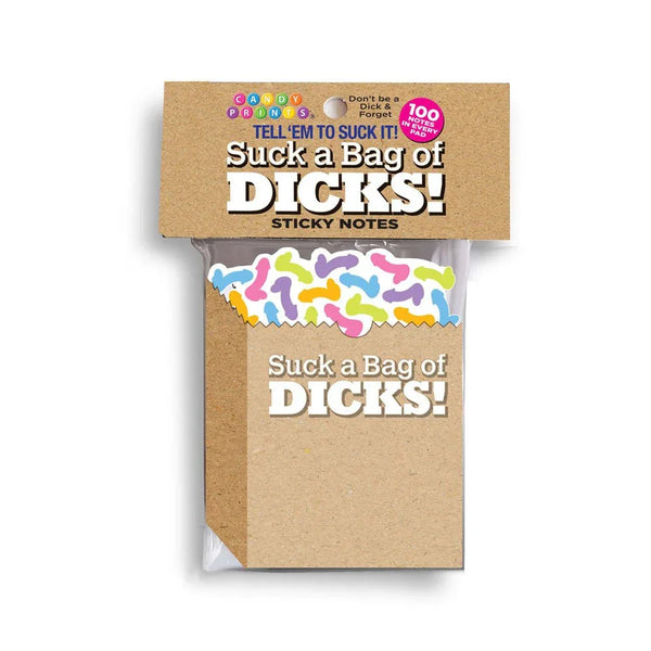 Suck A Bag Of Dicks sticky notes, kraft pad in its header pack, 100 sheets