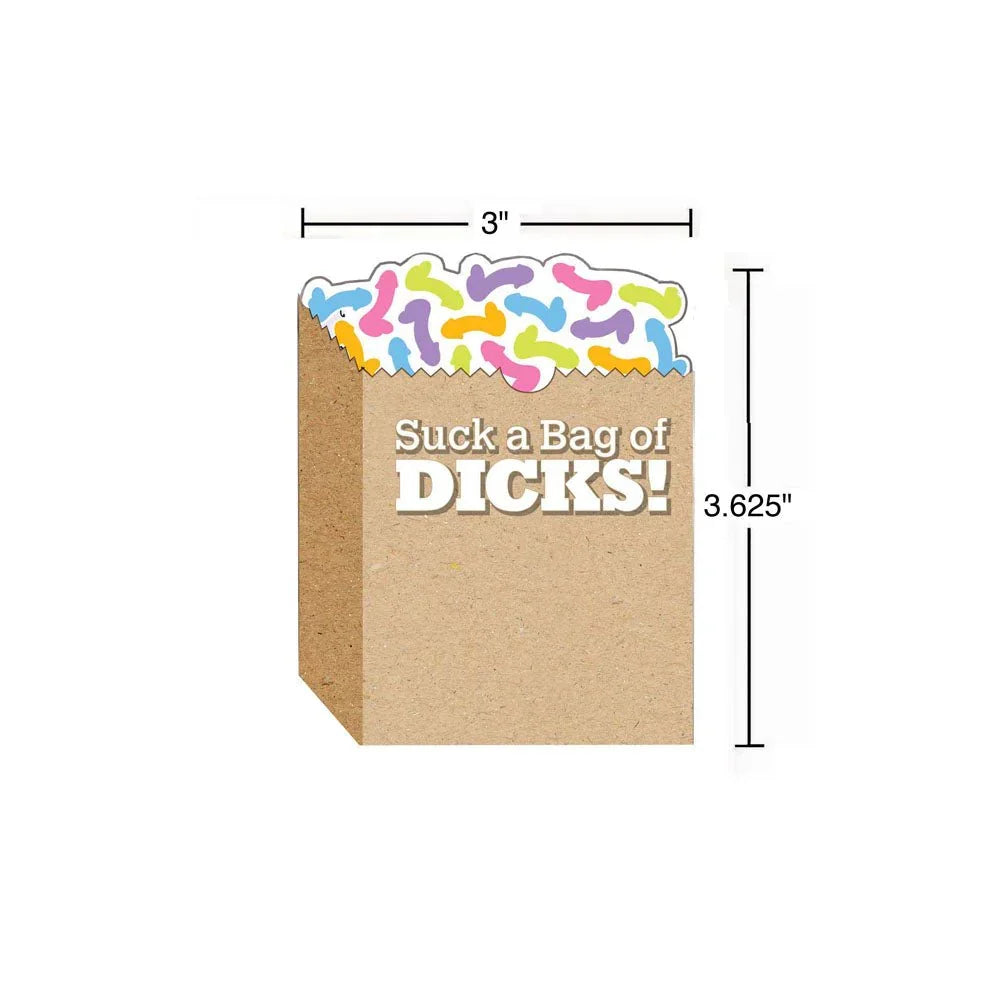 Suck A Bag Of Dicks sticky note pad, sized 3 by 3.625 inches