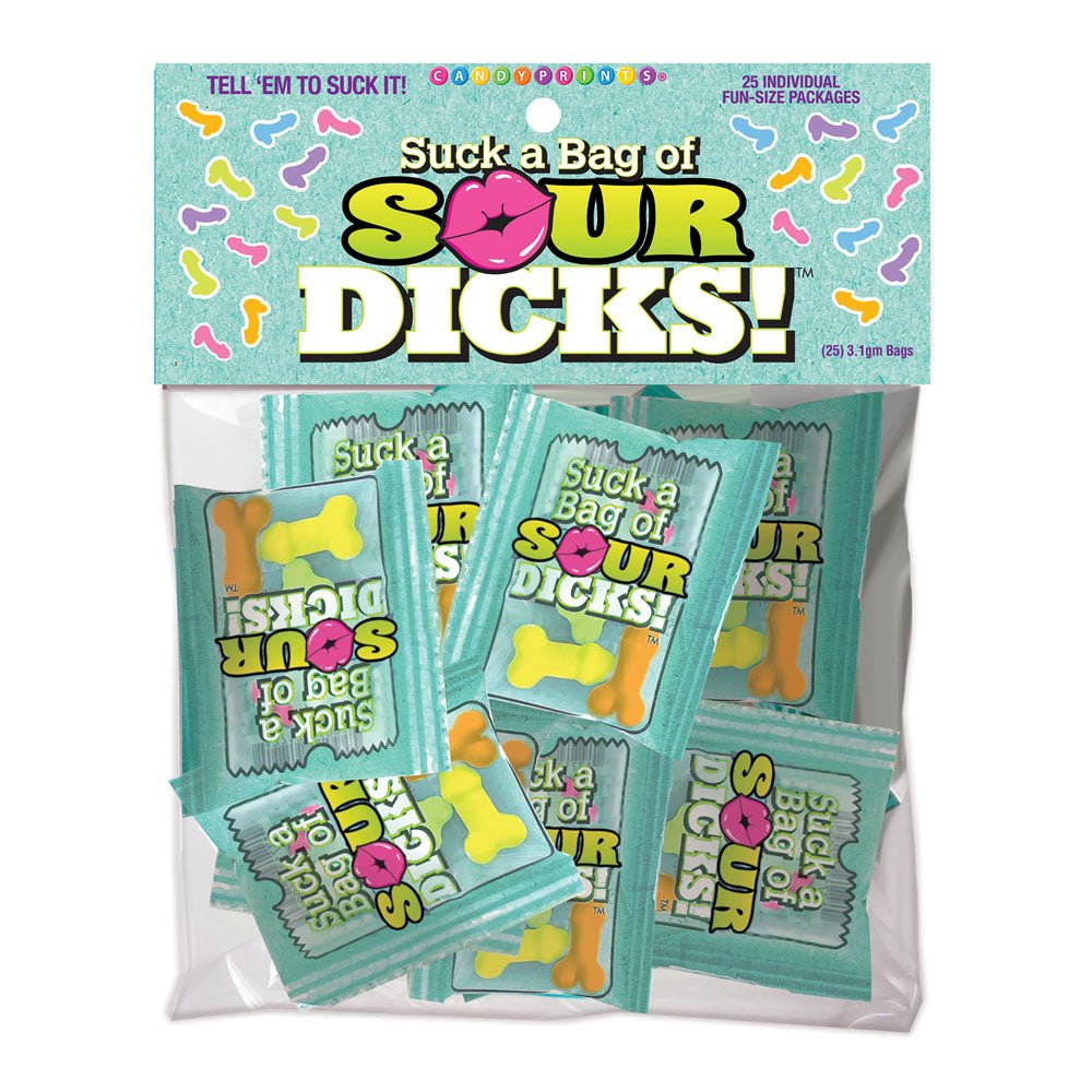 Suck a Bag of Sour Dicks! Bag of 25 - Pecker Lollies - Bulk Bag of 25 Party Packs – Sex toys NZ by Naughtyhut. Discreet delivery nationwide.