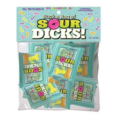 Buy Suck a Bag of Sour Dicks! Bag of 25 - Pecker Lollies - Bulk Bag of 25 Party Packs – Naughtyhut NZ sex toys online. Discreet delivery & top brands.