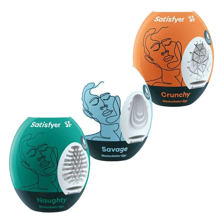 Satisfyer Masturbator Eggs 3 Pack in White, product-only colour swatch on white