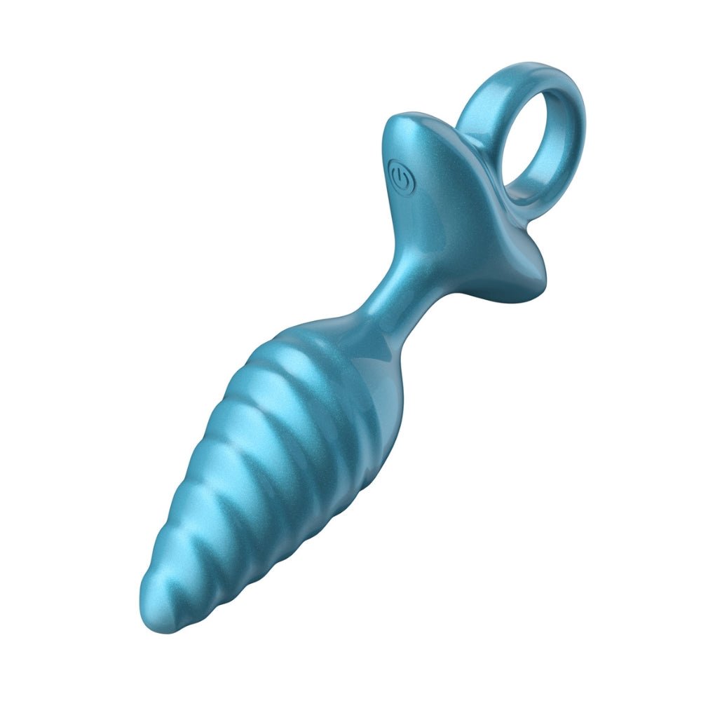 Tapered Swirl Ring Luv Plug - Metallic Blue – Sex toys NZ by Naughtyhut. Discreet delivery nationwide.