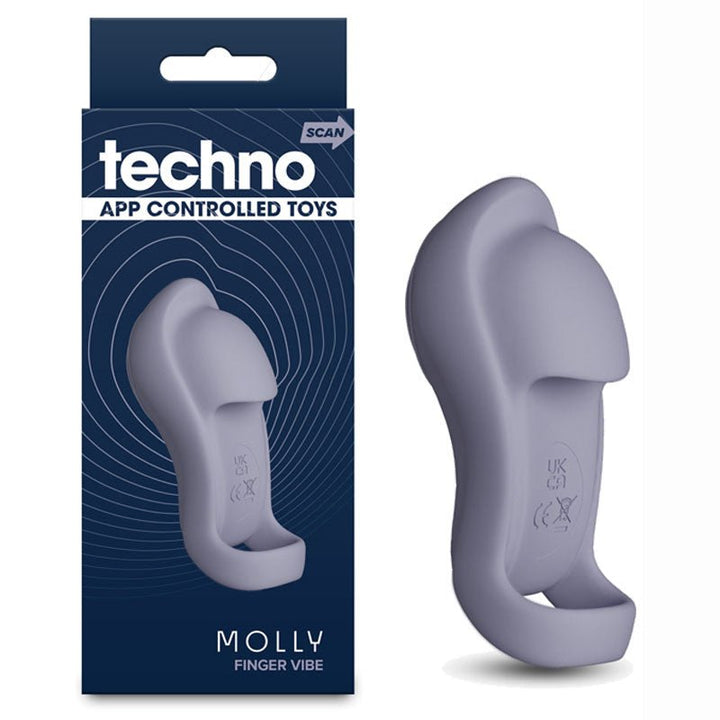 Techno - Molly - Grey USB Rechargeable Finger Stimulator with App Control – Sex toys NZ by Naughtyhut. Discreet delivery nationwide.
