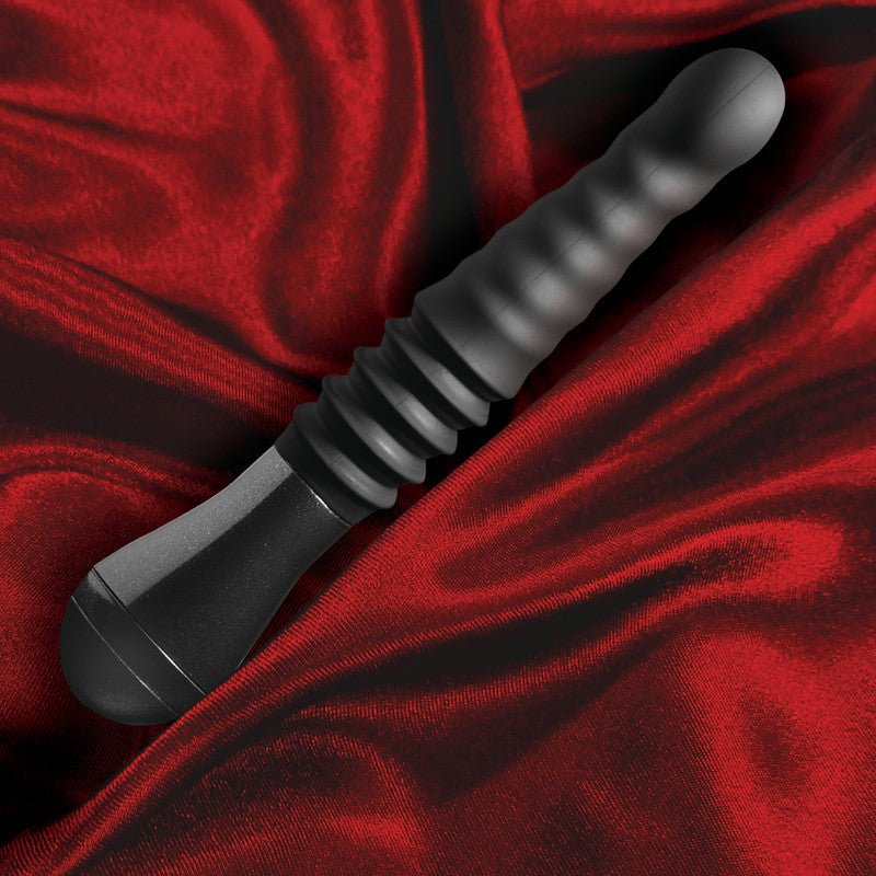 Temptasia Lazarus Thrusting Dildo - Black 25.4 cm USB Rechargeable Thrusting Dildo – Sex toys NZ by Naughtyhut. Discreet delivery nationwide.