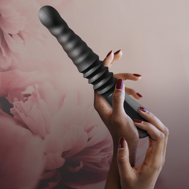 Buy Temptasia Lazarus Thrusting Dildo - Black 25.4 cm USB Rechargeable Thrusting Dildo – Naughtyhut NZ sex toys online. Discreet delivery & top brands.