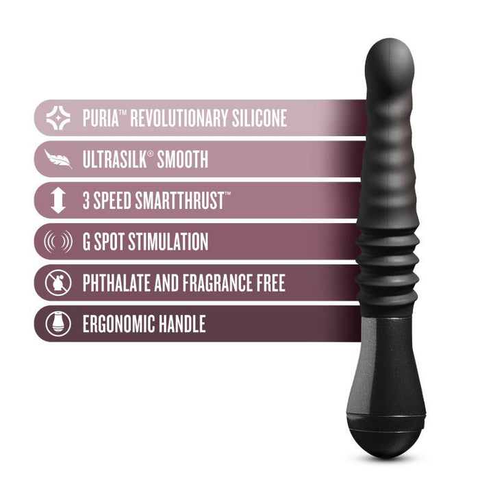 Temptasia Lazarus Thrusting Dildo - Black 25.4 cm USB Rechargeable Thrusting Dildo – Sex toys NZ by Naughtyhut. Discreet delivery nationwide.