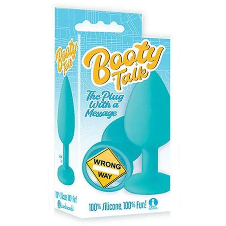 Buy The 9's Booty Talk - Wrong Way - Teal Butt Plug – Naughtyhut NZ sex toys online. Discreet delivery & top brands.
