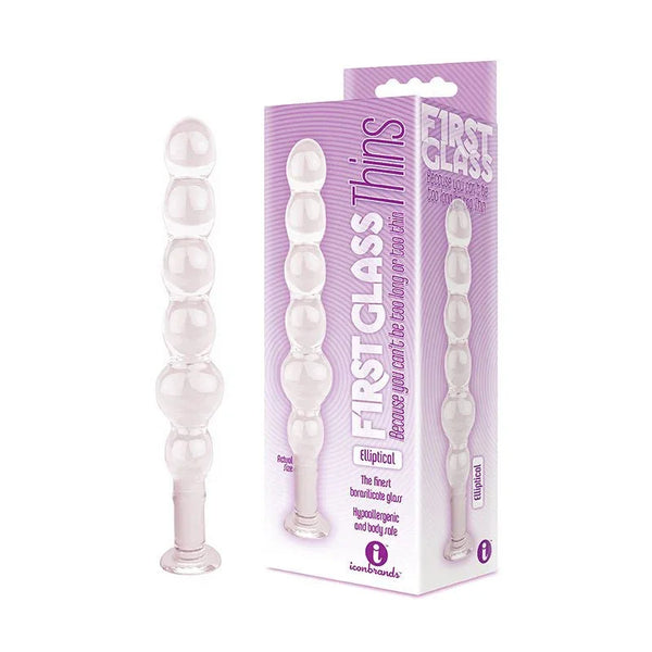 The 9's Glass First Thins, Elliptical - Clear Glass 17.8 cm Anal Beads – Sex toys NZ by Naughtyhut. Discreet delivery nationwide.