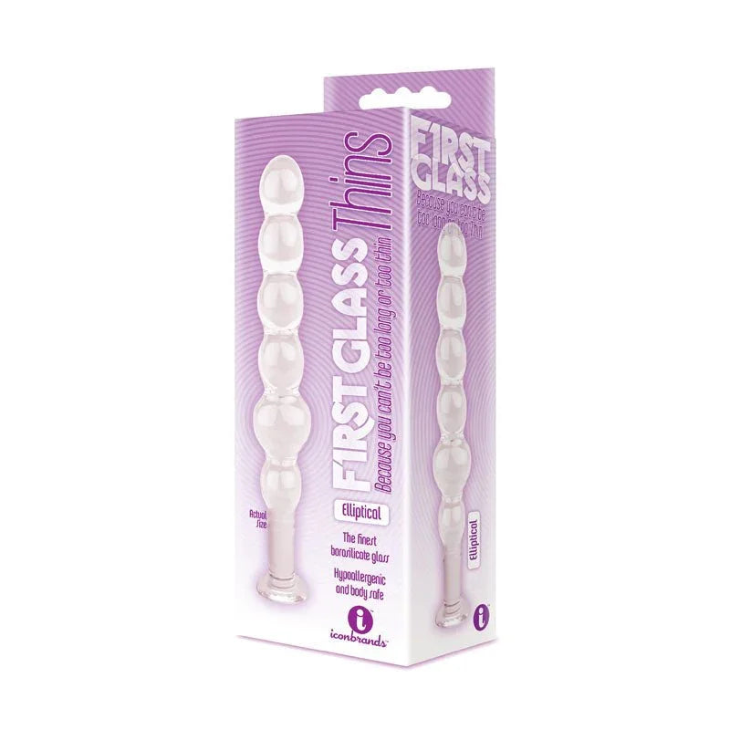 The 9's Glass First Thins, Elliptical - Clear Glass 17.8 cm Anal Beads – Sex toys NZ by Naughtyhut. Discreet delivery nationwide.