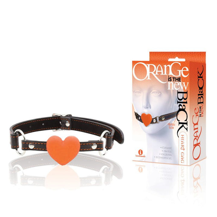 The 9's Orange Is The New Black, Heart Gag - Black/Orange Mouth Restraint – Sex toys NZ by Naughtyhut. Discreet delivery nationwide.