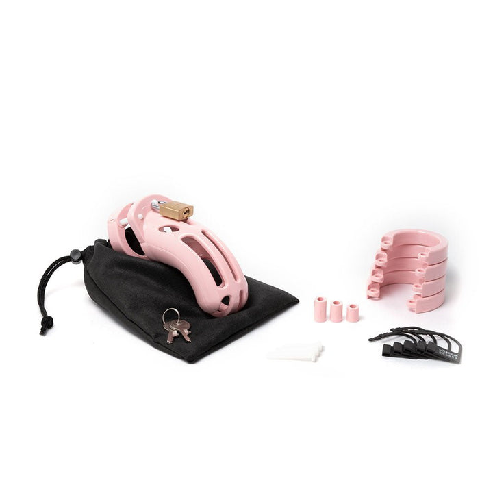 The Curve Chastity Cock Cage Kit - Pink - Pink 3.75 Inch Cock Cage Kit – Sex toys NZ by Naughtyhut. Discreet delivery nationwide.