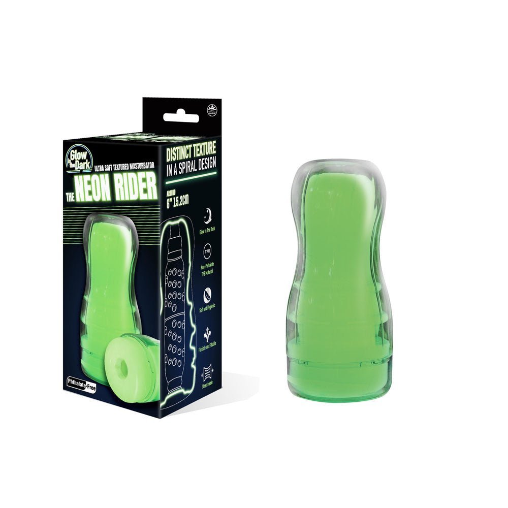 The Neon Rider - Glow in Dark 15.2 cm Stroker – Sex toys NZ by Naughtyhut. Discreet delivery nationwide.