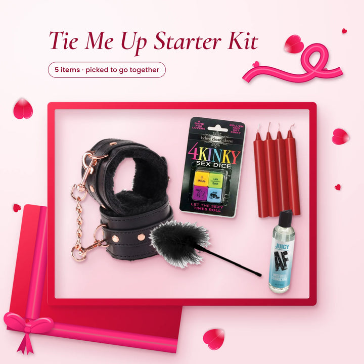 Tie Me Up Starter Kit: Sex & Mischief Brat Kit (5 piece), Behind Closed Doors Kinky Dice, Make Me Melt Drip Candles (4…