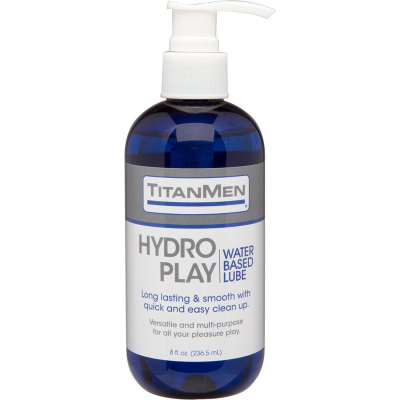 Buy TitanMen Hydro Play - Water Based Lubricant - 240 ml Pump Bottle – Naughtyhut NZ sex toys online. Discreet delivery & top brands.