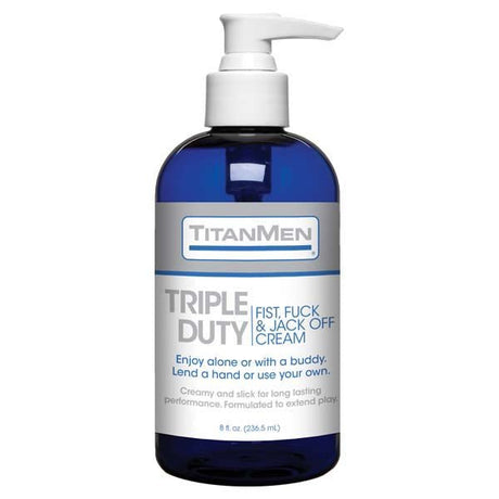 Buy TitanMen Triple Duty Fist, Fuck & Jack - Off Cream - Cream Lubricant - 237 ml (8 oz) Pump Bottle – Naughtyhut NZ sex toys online. Discreet delivery & top brands.