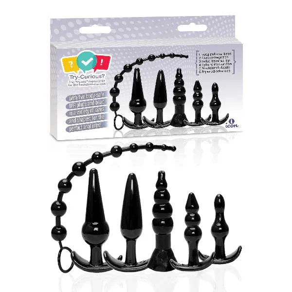 Try - Curious Anal Plug Kit - Black Anal Kit - Set of 6 – Sex toys NZ by Naughtyhut. Discreet delivery nationwide.