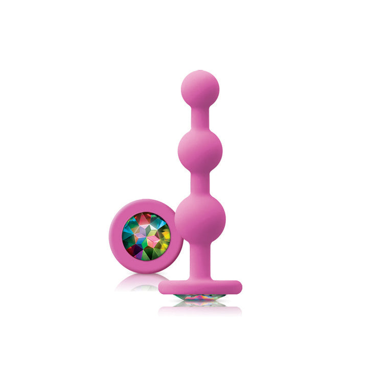 Glams Ripple butt plug, close view of rainbow gem