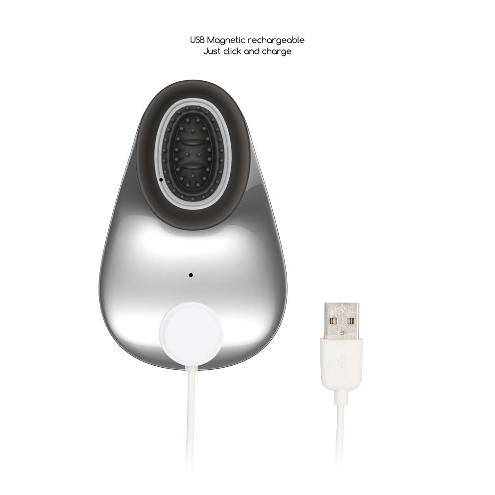 Twitch 1 - Silver - Silver USB Rechargeable Suction Vibrator – Sex toys NZ by Naughtyhut. Discreet delivery nationwide.