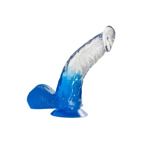 Two Tone 6" PVC Dong in Clear/Blue (With Balls) – Sex toys NZ by Naughtyhut. Discreet delivery nationwide.