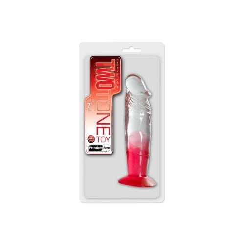 Two Tone 7" PVC Dong in Clear/Red (Without Balls) – Sex toys NZ by Naughtyhut. Discreet delivery nationwide.