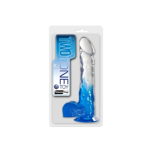Two Tone 8" PVC Dong in Clear/Blue (With Balls) – Sex toys NZ by Naughtyhut. Discreet delivery nationwide.