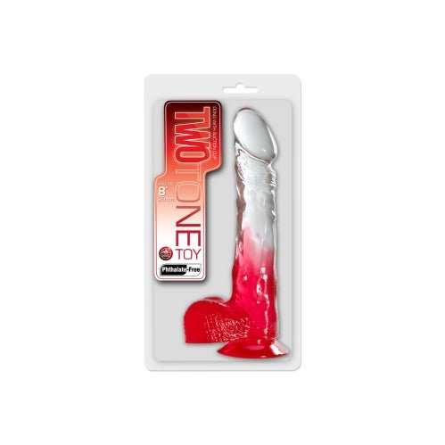 Two Tone 8" PVC Dong in Clear/Red (With Balls) – Sex toys NZ by Naughtyhut. Discreet delivery nationwide.