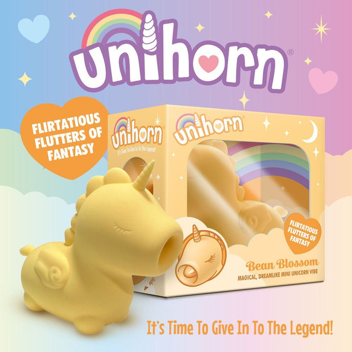 Unihorn - Bean Blossom - Yellow USB Rechargeable Flicking Stimulator – Sex toys NZ by Naughtyhut. Discreet delivery nationwide.