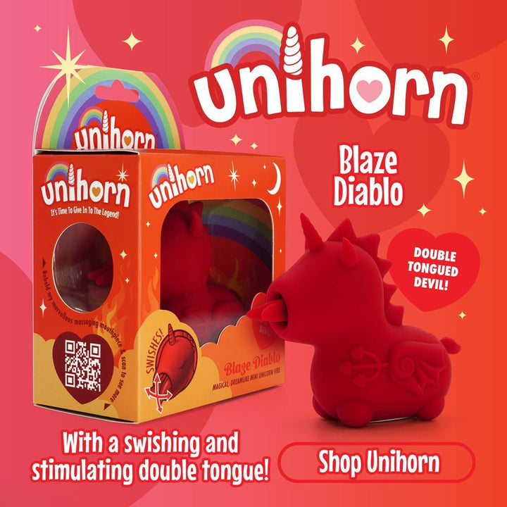 Unihorn - Blaze Diablo - Red USB Rechargeable Forked Tongue Flicking Stimulator – Sex toys NZ by Naughtyhut. Discreet delivery nationwide.