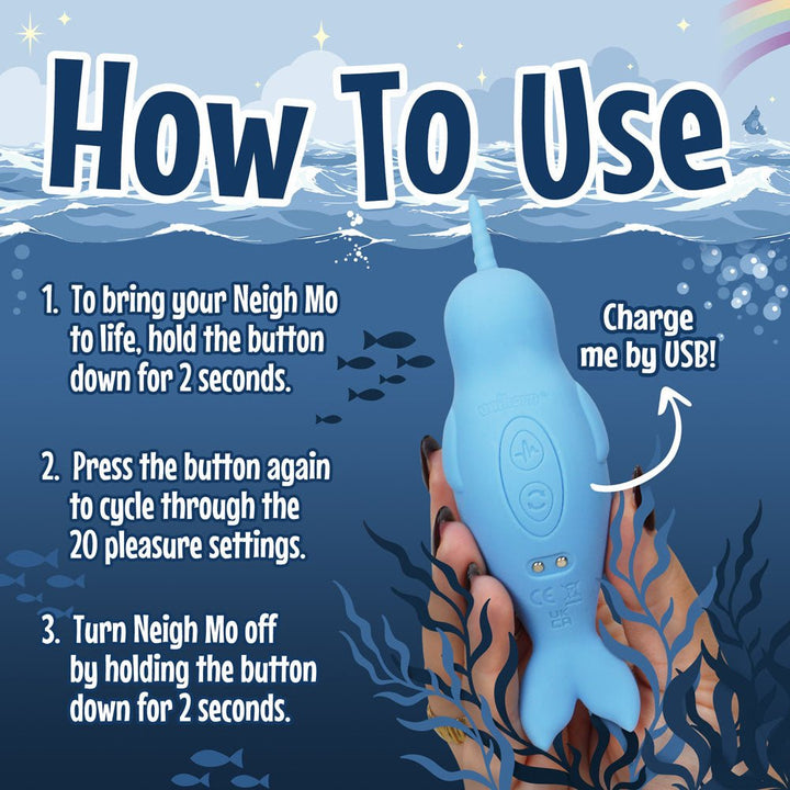 Unihorn of the Sea - Neigh Mo - The Narwhal - Blue USB Rechargeable Dual Motor Stimulator – Sex toys NZ by Naughtyhut. Discreet delivery nationwide.