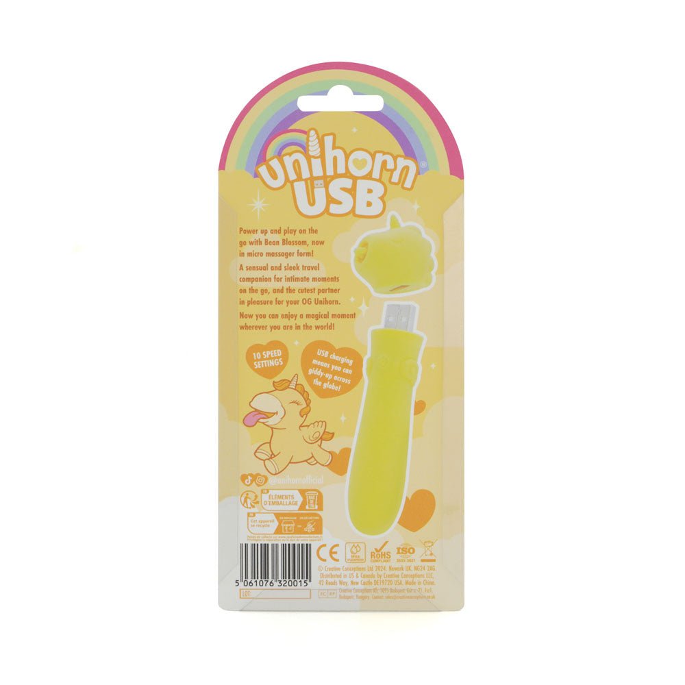 Buy Unihorn - USB Bullet - Bean Blossom - Yellow USB Rechargeable Vibrating Bullet – Naughtyhut NZ sex toys online. Discreet delivery & top brands.