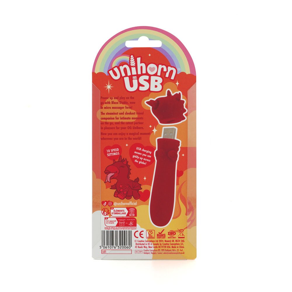 Buy Unihorn - USB Bullet - Blaze Diablo - Red USB Rechargeable Vibrating Bullet – Naughtyhut NZ sex toys online. Discreet delivery & top brands.
