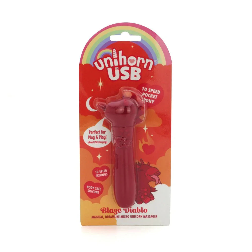 Unihorn Blaze Diablo bullet in Red, deep crimson pony on its orange card