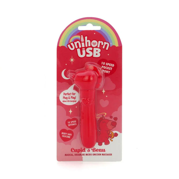 Unihorn Cupid's Beau bullet in Red, bright pocket pony on its pink card