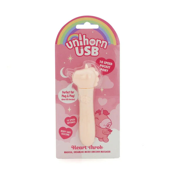 Unihorn Heart Throb bullet in Coral, pale peach pony on its pink card
