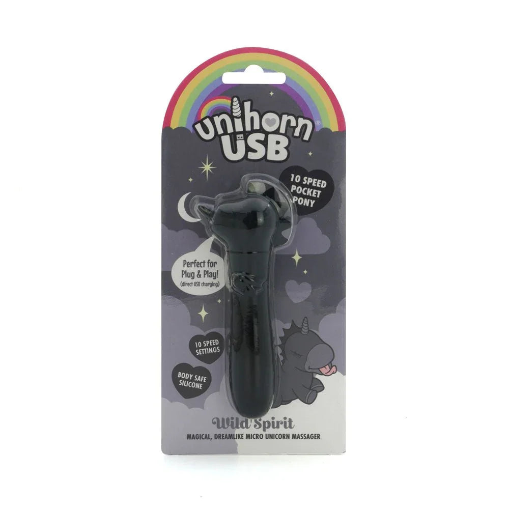 Unihorn Wild Spirit bullet in Black, unicorn pony on its grey night card
