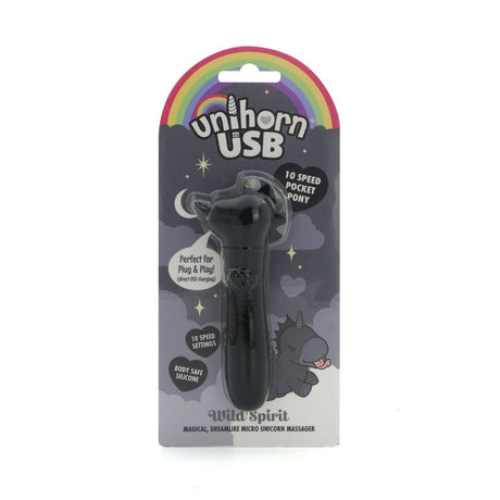 Buy Unihorn - USB Bullet - Wild Spirit - Black USB Rechargeable Vibrating Bullet – Naughtyhut NZ sex toys online. Discreet delivery & top brands.