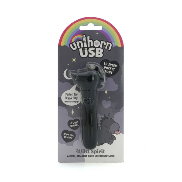 Unihorn Wild Spirit bullet in Black, unicorn pony on its grey night card