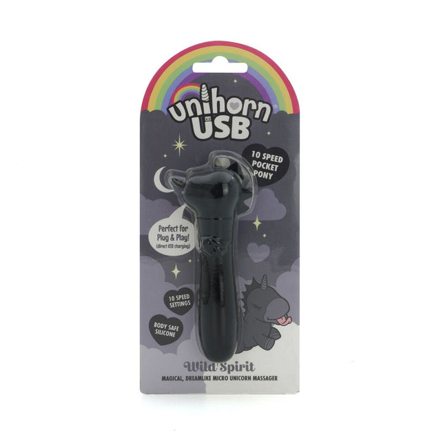 Buy Unihorn - USB Bullet - Wild Spirit - Black USB Rechargeable Vibrating Bullet – Naughtyhut NZ sex toys online. Discreet delivery & top brands.