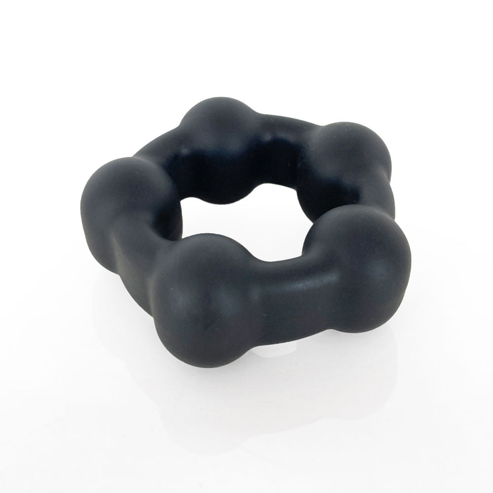 VERS Liquid Silicone Steel Motion C - Ring - Black Cock Ring with Steel Motion Balls – Sex toys NZ by Naughtyhut. Discreet delivery nationwide.