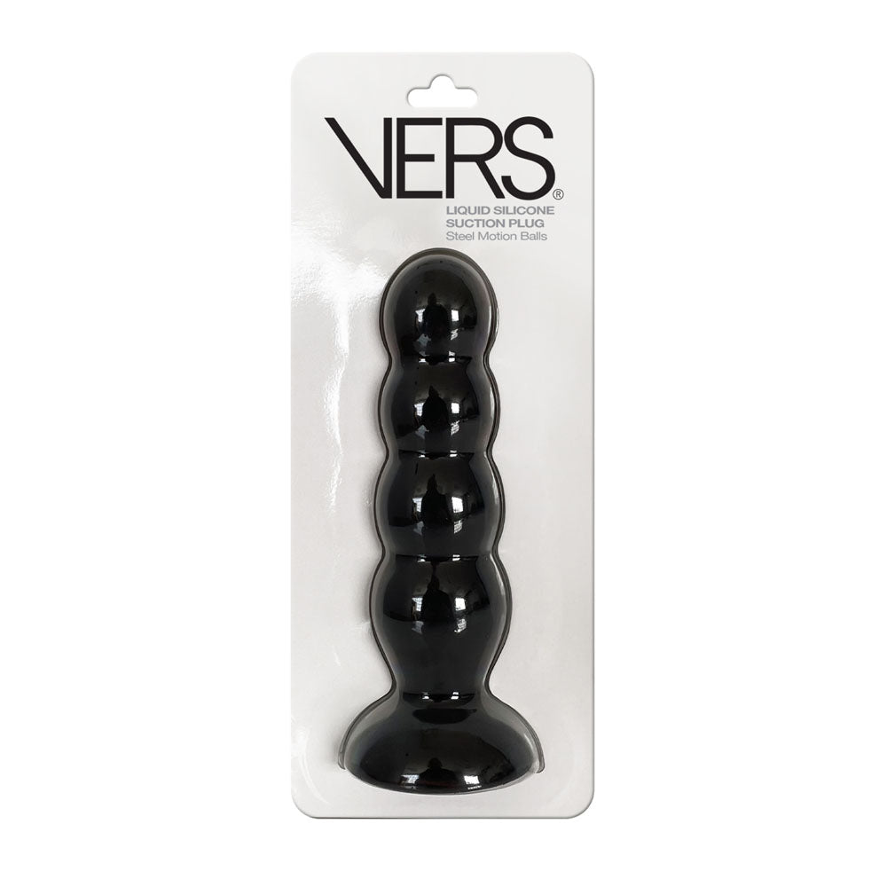VERS Liquid Silicone Suction Plug - Black 16.5 cm Butt Plug with Internal Steel Balls – Sex toys NZ by Naughtyhut. Discreet delivery nationwide.